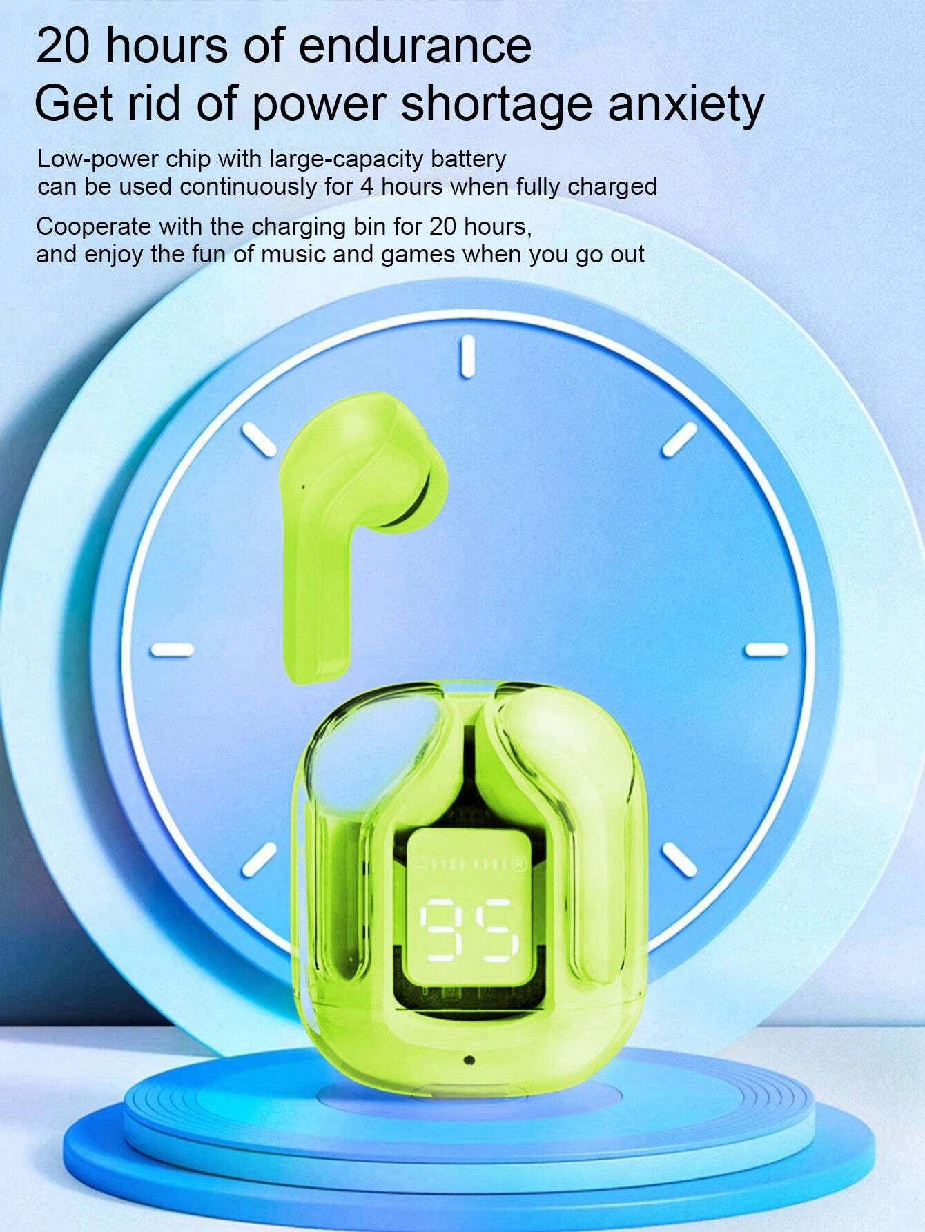 Air 31 Earbuds Wireless Earbuds With Crystal Transparent Case With Type-C Charging | Earbuds Bluetooth 5.3 - With Pouch - Random Color