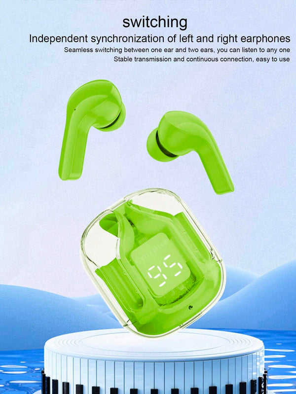 Air 31 Earbuds Wireless Earbuds With Crystal Transparent Case With Type-C Charging | Earbuds Bluetooth 5.3 - With Pouch - Random Color