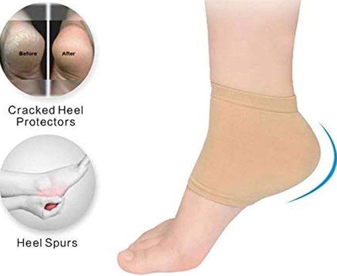 Moisturizing Silicone Gel Heel Socks – Metatarsal Sleeve Cushions for Runners, Bone Spur & Foot Pain Relief (1 Pair)