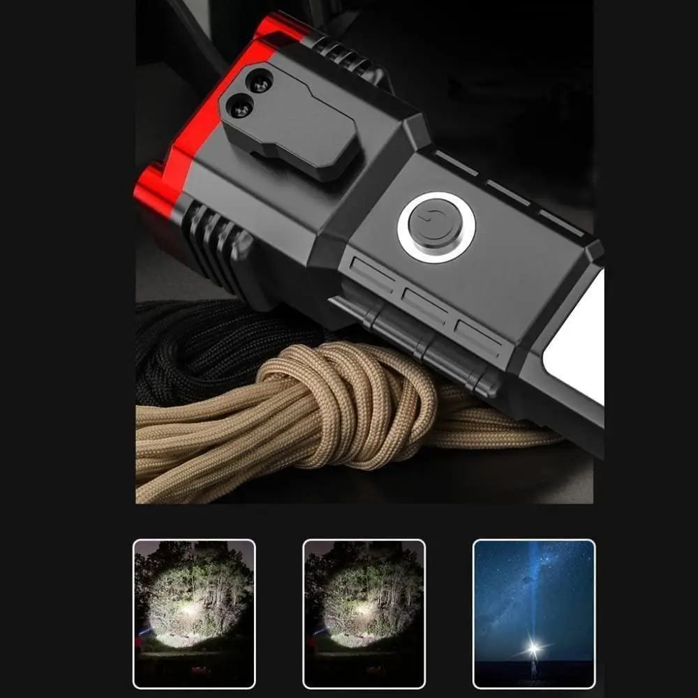 High-power Led Torch Light Rechargeable Flashlight And Multifunctional Tactical Hammer & Power Bank To Charge the Phone With Box (random Color)