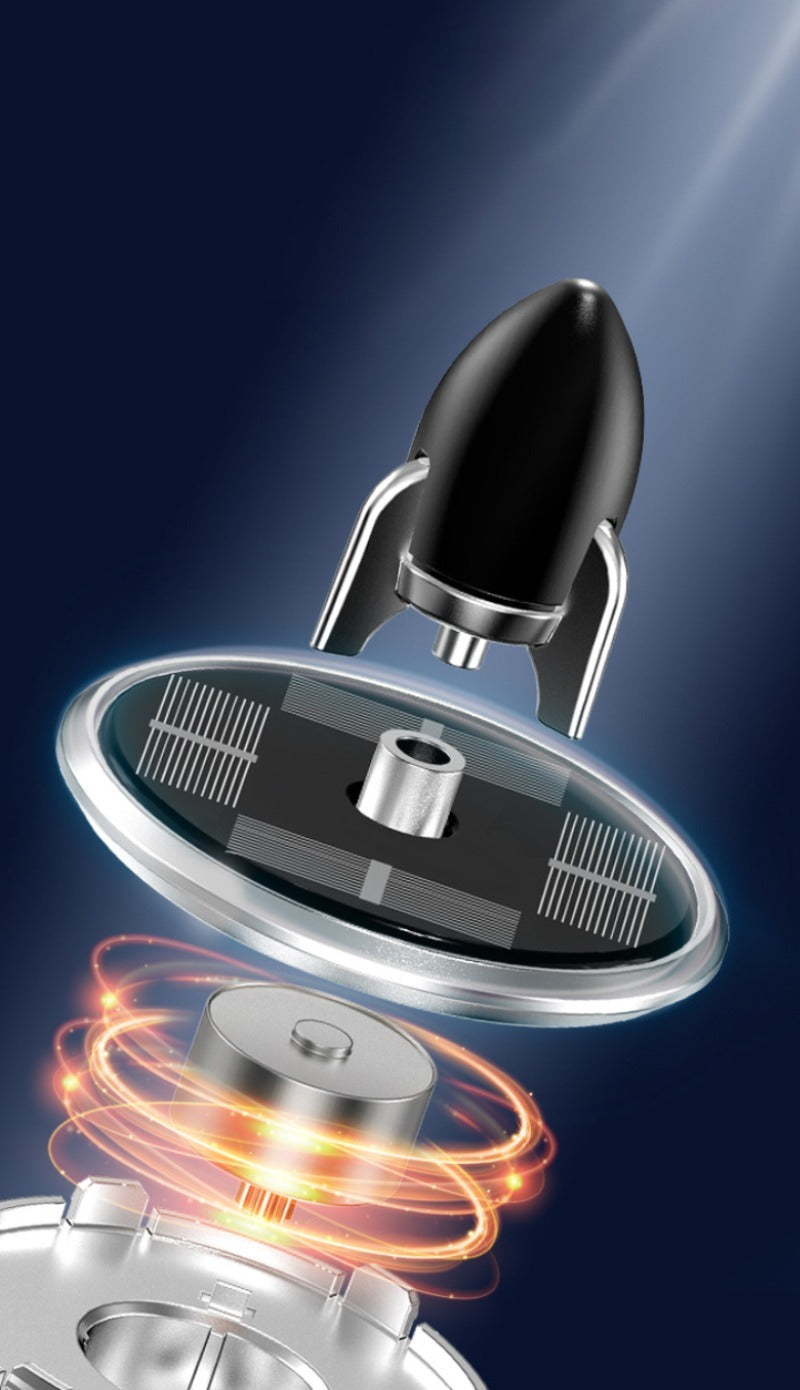 Solar Powered Speech Rocket Car Air Freshener – Rotating Solar Fragrance Diffuser | Long-Lasting Aroma & Stylish Dashboard Decor (Speech Rocket)