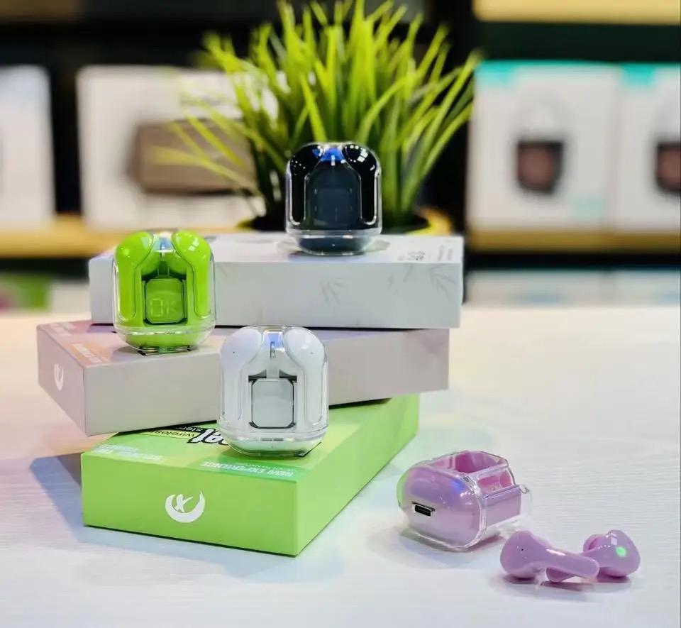 Air 31 Earbuds Wireless Earbuds With Crystal Transparent Case With Type-C Charging | Earbuds Bluetooth 5.3 - With Pouch - Random Color