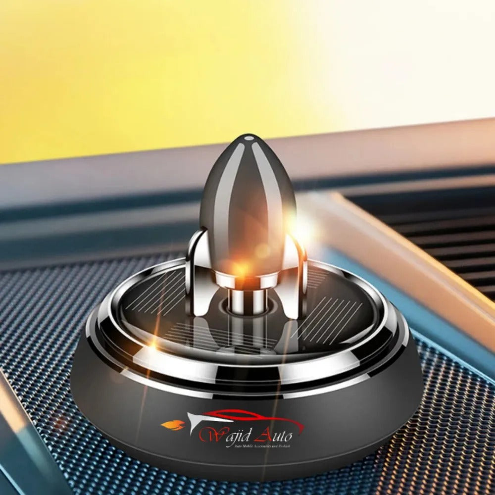 Solar Powered Speech Rocket Car Air Freshener – Rotating Solar Fragrance Diffuser | Long-Lasting Aroma & Stylish Dashboard Decor (Speech Rocket)